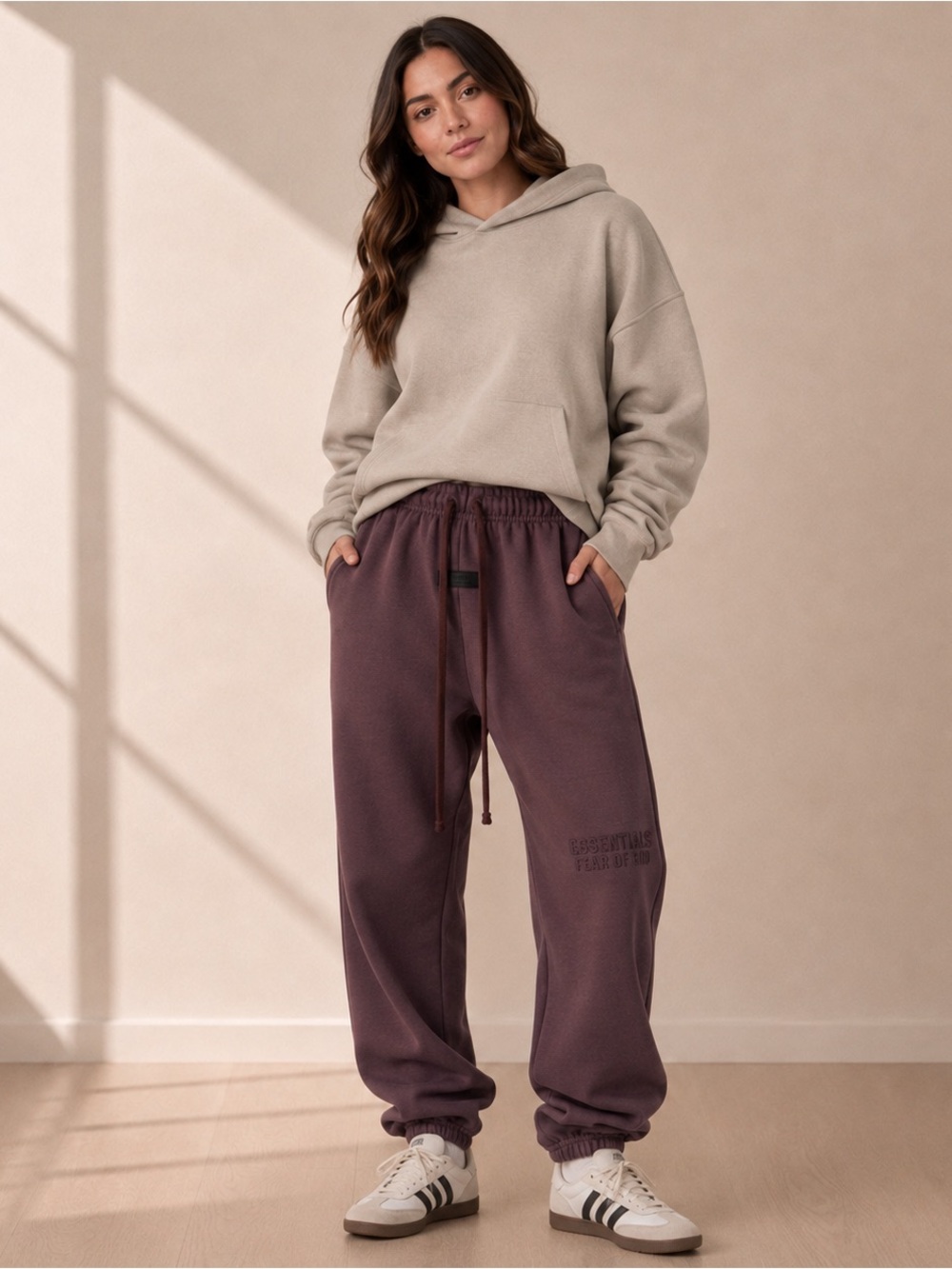 Fear of God Essentials Heather Wood Fleece Joggers Sweatpants Brown Core small